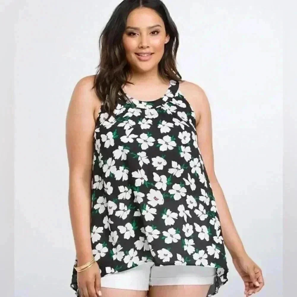 Torrid Floral Chiffon Hi-Lo Tank Top  0/L